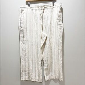 SONOMA NEW Women’s Beige/Cream Striped Straight Leg Relaxed Pants Linen Blend
